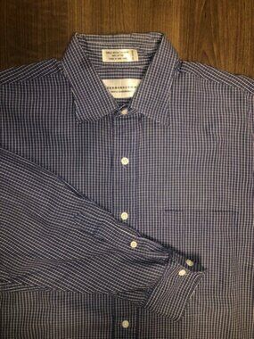 Peterborough Row, 16.5, 36 blue white plaid Causal /dress shirt Business Golf